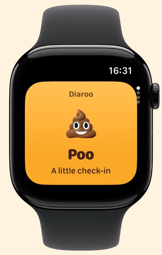 Diaroo Poo diary on Apple Watch.
