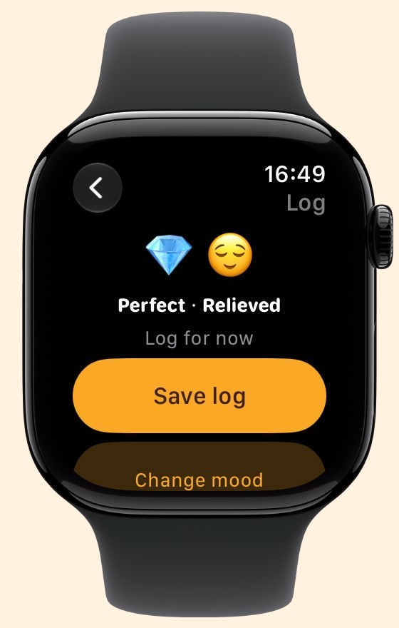 Reviewing a Poo entry before saving on Apple Watch.