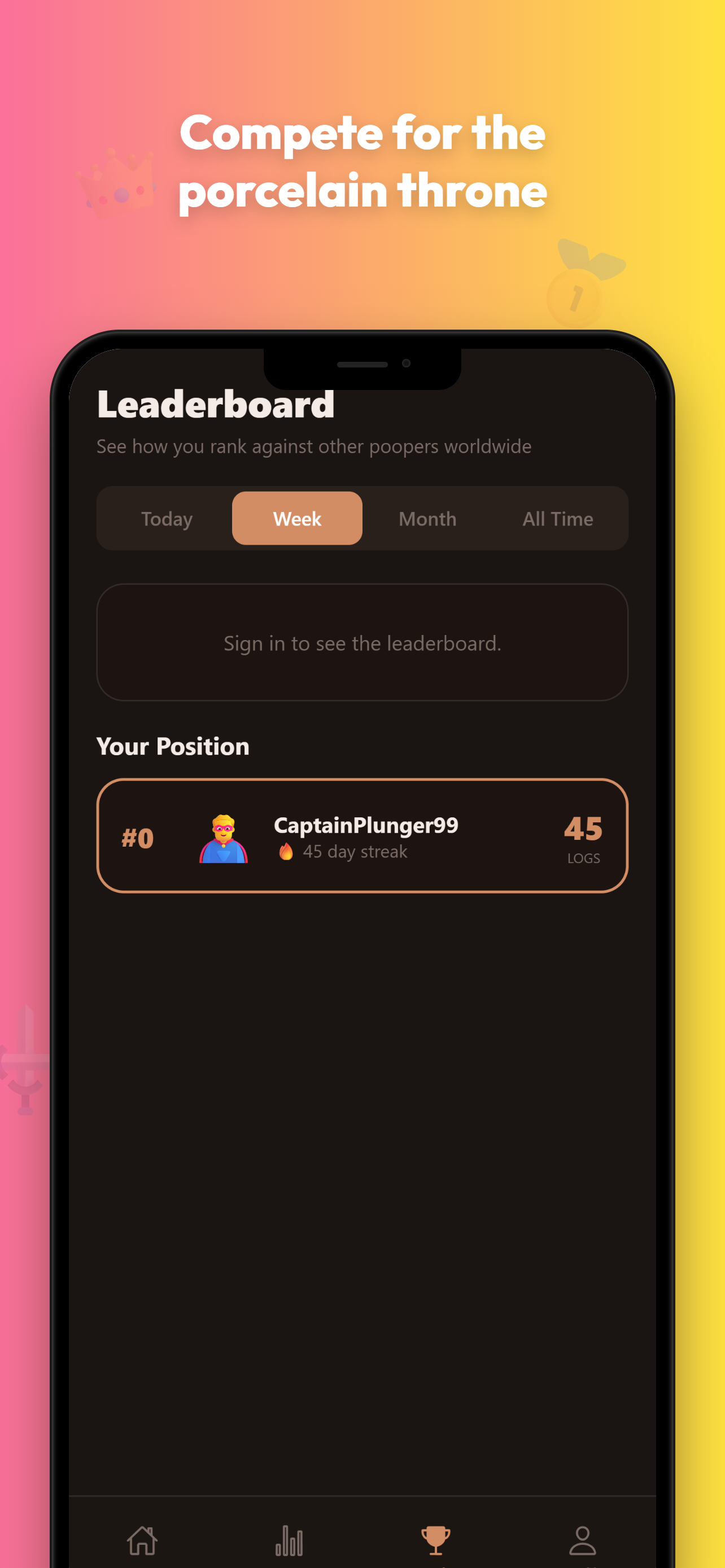 Diaroo global leaderboard showing rankings